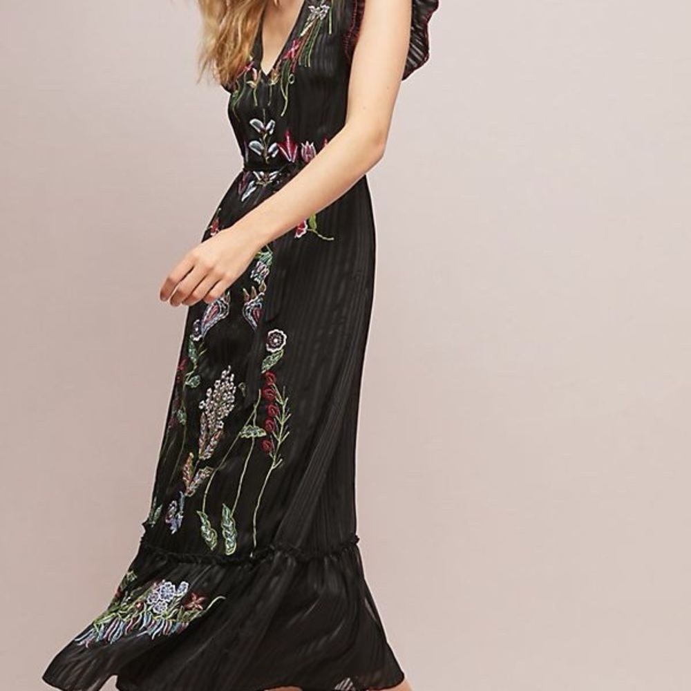 Not So Serious by Pallavi Mohan Black Embroidered Maxi Dress - Size 8 - Picture 3 of 10